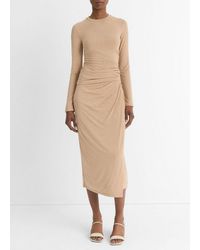 Vince - Draped Long-Sleeve Crew Neck Top - Lyst