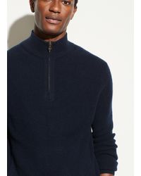 Vince Merino Cashmere Thermal Quarter Zip - Blue