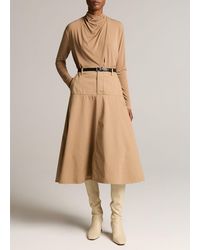 Vince - Washed Cotton Twill Full Skirt - Lyst