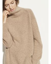 Vince Double Slit Cashmere Turtleneck - Natural