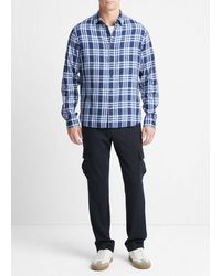 Vince - Venice Plaid Long-sleeve Shirt, Blue, Size Xl - Lyst