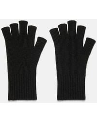 Vince - Wool-cashmere Rib-knit Fingerless Glove, Black - Lyst