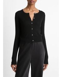 Vince - Ribbed Cashmere-Silk Slim Cardigan - Lyst