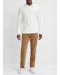 Vince - Double-knit Piqué Long-sleeve Polo Shirt, White, Size Xl - Lyst