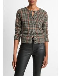 Vince - Glen Plaid Wool-Cashmere Cardigan Jacket - Lyst