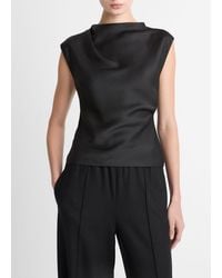 Vince - Satin Draped Cowl-Neck Top - Lyst