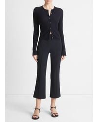 Vince - Cashmere-silk Ribbed Cardigan, Blue, Size Xs - Lyst