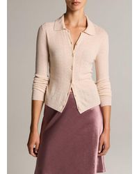 Vince - Pointelle Wool Collared Cardigan - Lyst