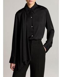 Vince - Silk-Blend Draped Scarf-Tie Button-Front Shirt - Lyst