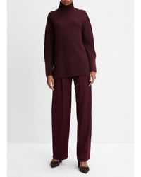 Vince - Mixed-gauge Wool-cashmere Turtleneck Tunic Sweater, Purple, Size Xl - Lyst
