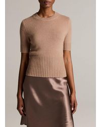 Vince - Wool-Cashmere High-Rib Short-Sleeve Sweater - Lyst