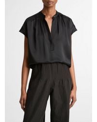 Vince - Silk Gathered Cap-Sleeve Blouse - Lyst