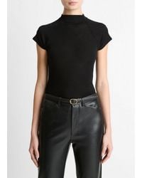 Vince - Wool Raglan Cap-Sleeve Mock-Neck Top - Lyst