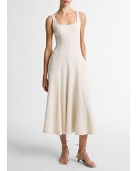 Vince - Seamed Cotton-Blend Square-Neck Dress - Lyst