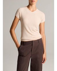 Vince - Pointelle Wool Short-Sleeve Sweater - Lyst