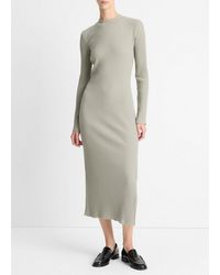 Vince - Ribbed Cotton-Blend High-Neck Dress - Lyst