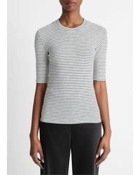 Vince - Striped Cotton-Blend Elbow-Sleeve T-Shirt - Lyst