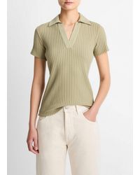 Vince - Ribbed Cotton-Blend Polo Shirt - Lyst