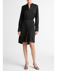 Vince - Matte Satin Band-Collar Dress - Lyst