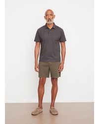 Vince - Garment Dye Fleck Stripe Short-sleeve Polo Shirt, Washed Black, Size Xs - Lyst