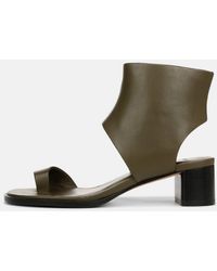 Vince - Ada Heeled Leather Sandal, Militaire, Size 9 - Lyst
