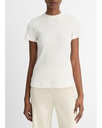 Vince - Ribbed Short-sleeve Crew Neck T-shirt, Off White, Size S - Lyst