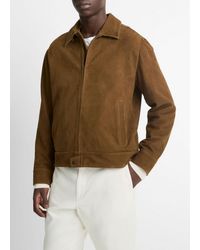 Vince - Shearling-Collar Suede Short Jacket - Lyst