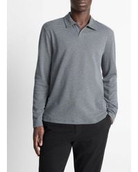 Vince - Houndstooth Cotton Johnny-Collar Polo Shirt - Lyst