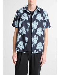 Vince - Blurred Roses Cotton-Blend Short-Sleeve Button-Front Shirt - Lyst