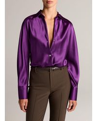 Vince - Silk Bias Long-Sleeve Blouse - Lyst