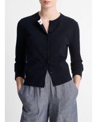 Vince - Wool & Cashmere-Blend Tipped Half-Moon Cardigan - Lyst