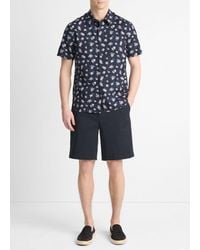 Vince - Mini Bouquet Cotton-Blend Short-Sleeve Button-Front Shirt, Coastal/Shadow Mauve - Lyst