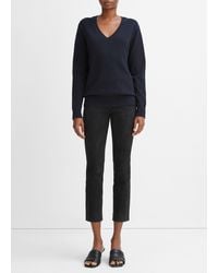Vince - Stretch Suede Split Hem Crop Legging, Coastal Blue, Size Xxs - Lyst