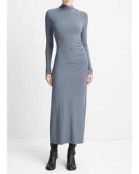 Vince - Long Sleeve Turtle Neck Rouched Dress - Lyst