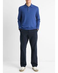 Vince - Pima Cotton Piqué Long-Sleeve Polo Shirt, Regal - Lyst