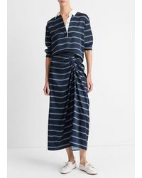 Vince - Rugby Stripe Satin Gathered Skirt - Lyst
