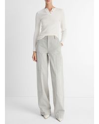 Vince - Ribbed Long-sleeve Henley, White, Size L - Lyst