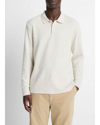 Vince - Heathered Double-Face Cotton-Blend Polo Shirt - Lyst