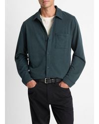 Vince - Sueded Cotton Jersey Button-Front Shirt - Lyst