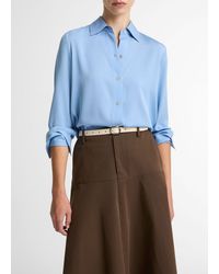 Vince - Stretch-Silk Button-Front Blouse - Lyst
