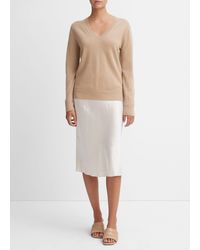 Vince - Cashmere Weekend V-neck Sweater, Camel, Size M - Lyst