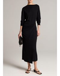 Vince - Draped-Waist Wool-Blend Midi Skirt - Lyst