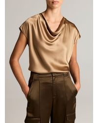 Vince - Silk Cowl-Neck Blouse - Lyst