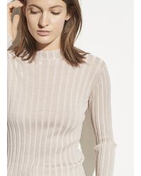Vince Wool Cashmere Traveling Rib Double V-neck Sweater in White - Lyst