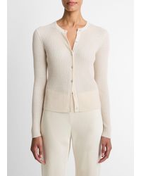 Vince - Ribbed Cashmere-Silk Cardigan - Lyst