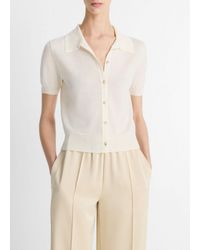 Vince - Wool-Blend Collared Button-Front Sweater - Lyst