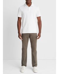 Vince - Garment Dye Short-sleeve Polo Shirt, Optic White, Size Xl - Lyst