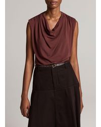 Vince - Jersey Draped Cowl-Neck Top - Lyst