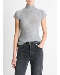 Vince - Wool Raglan Cap-Sleeve Mock-Neck Top - Lyst
