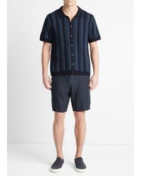 Vince - Crochet Stripe Short-sleeve Button-front Shirt, Coastal Blue Combo, Size S - Lyst
